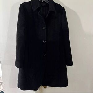 Vtg Jones New York Women’s Size 12  Black Wool Alpaca Blend Peacoat Trench Coat